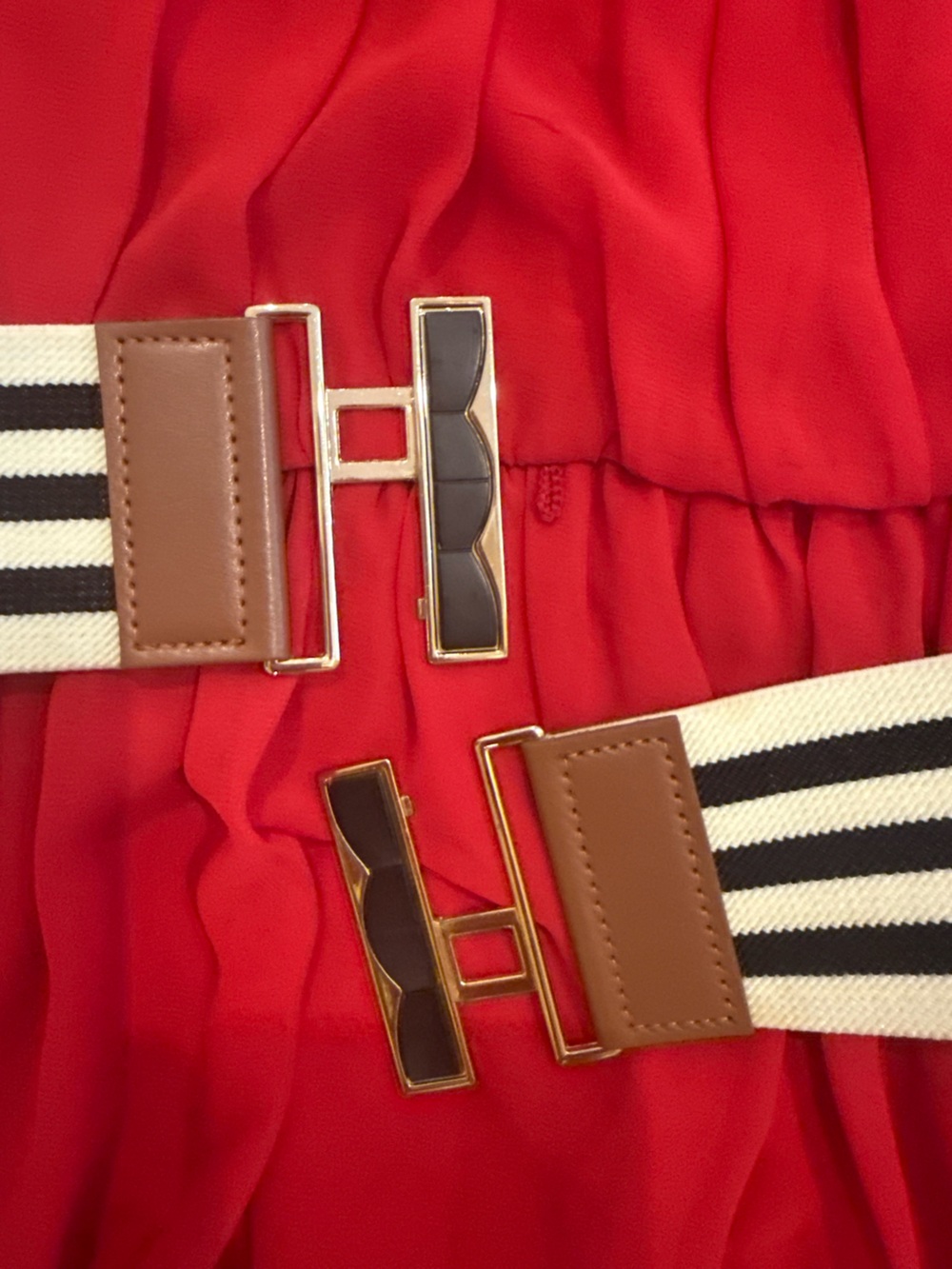 A. BYER red dress with removable striped belt - Picture 4 of 4